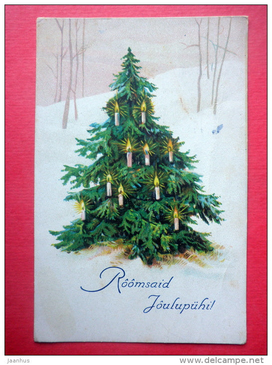 christmas greeting card - christmas tree - candles - 105 - circulated in Estonia Tallinn Võsu 1927 - JH Postcards