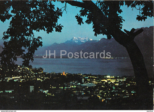 Vevey - La Tour de Peilz - Lac Leman - Dents-du-Midi la nuit - 9668 - Switzerland - unused - JH Postcards