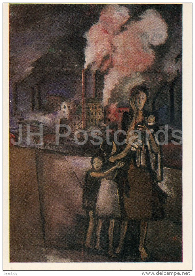 painting by A. Kravchenko - Capitalist World . Jobless Woman , 1930 - Russian art - 1977 - Russia USSR - unused - JH Postcards