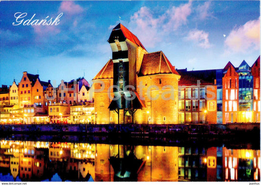 Gdansk - night view - Poland - unused - JH Postcards