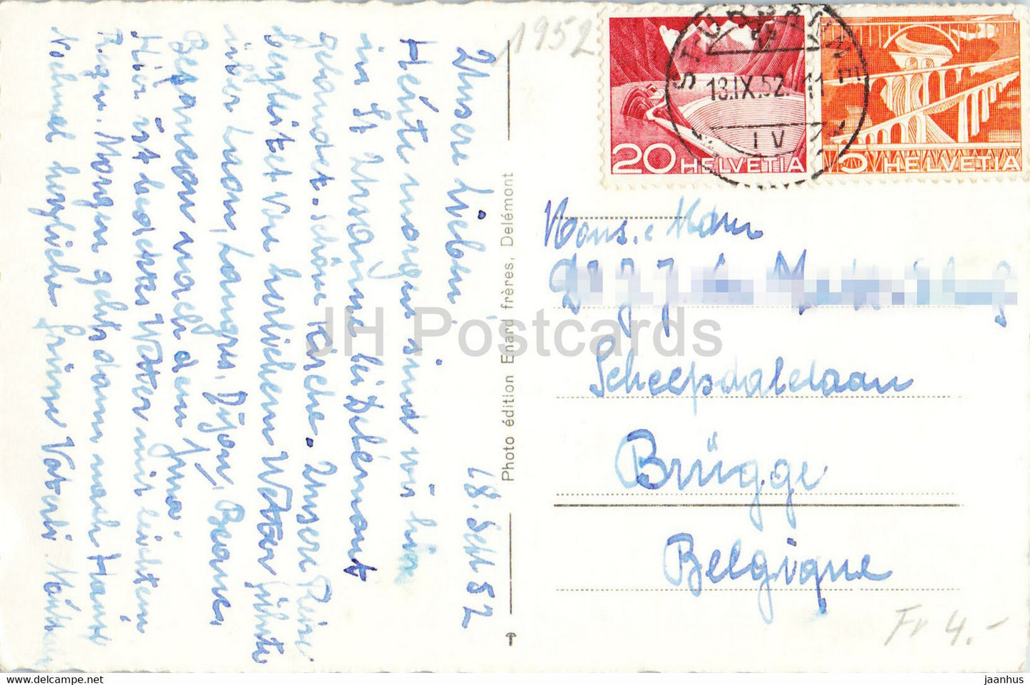 St Ursanne - La Collegiale - 496 - old postcard - 1952 - Switzerland - used