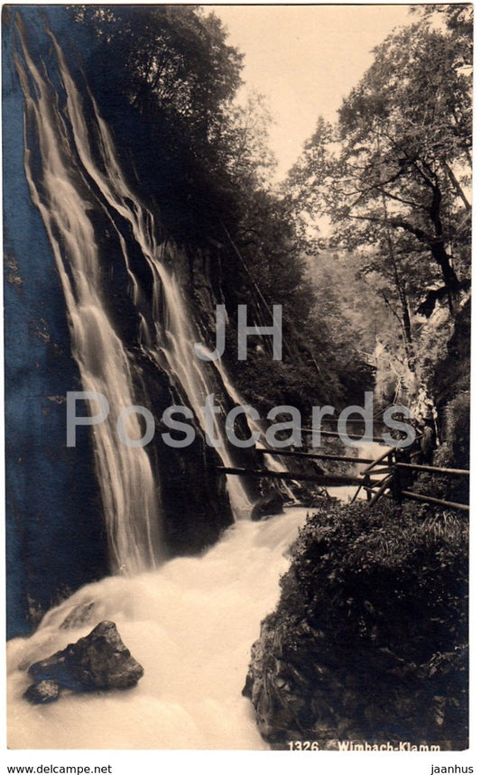 Wimbach Klamm - waterfall - 1326 - old postcard - Germany - unused - JH Postcards