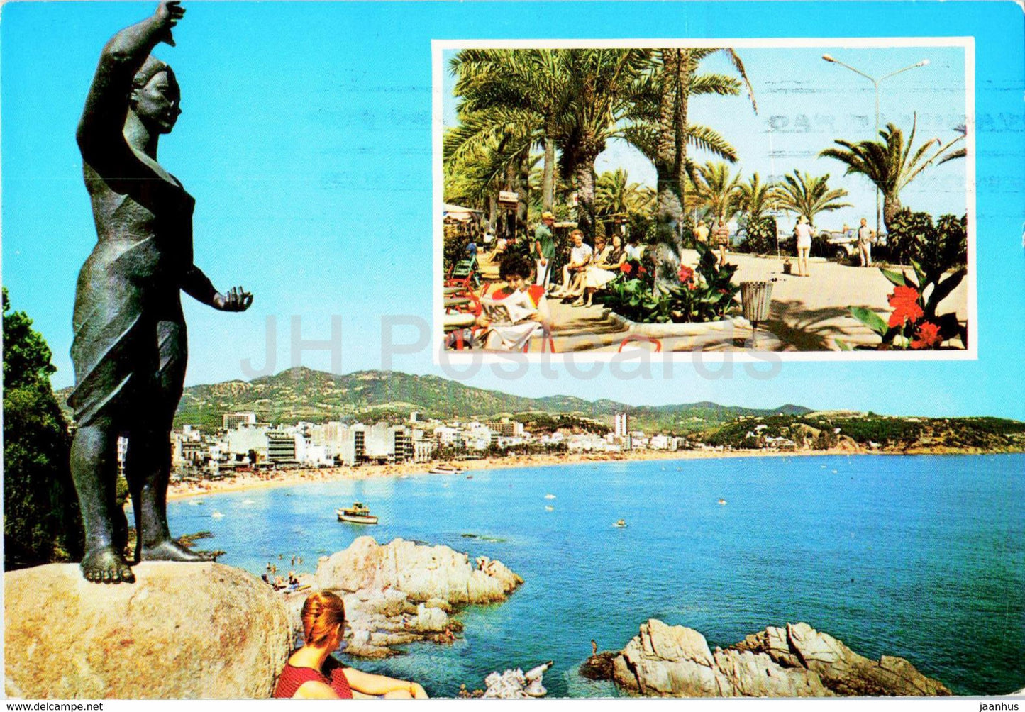 Lloret de Mar - Monumento a la mujer marinera y detalle paseo - monument - 167 - Spain - used - JH Postcards