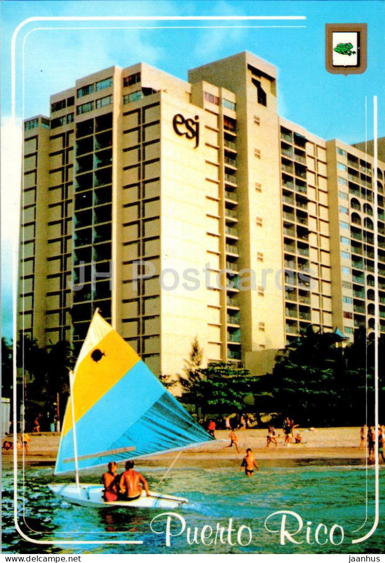 Isla Verde - View of the luxurios ESJ - beach - boat - Sailing Boat - 244 - Puerto Rico - unused - JH Postcards