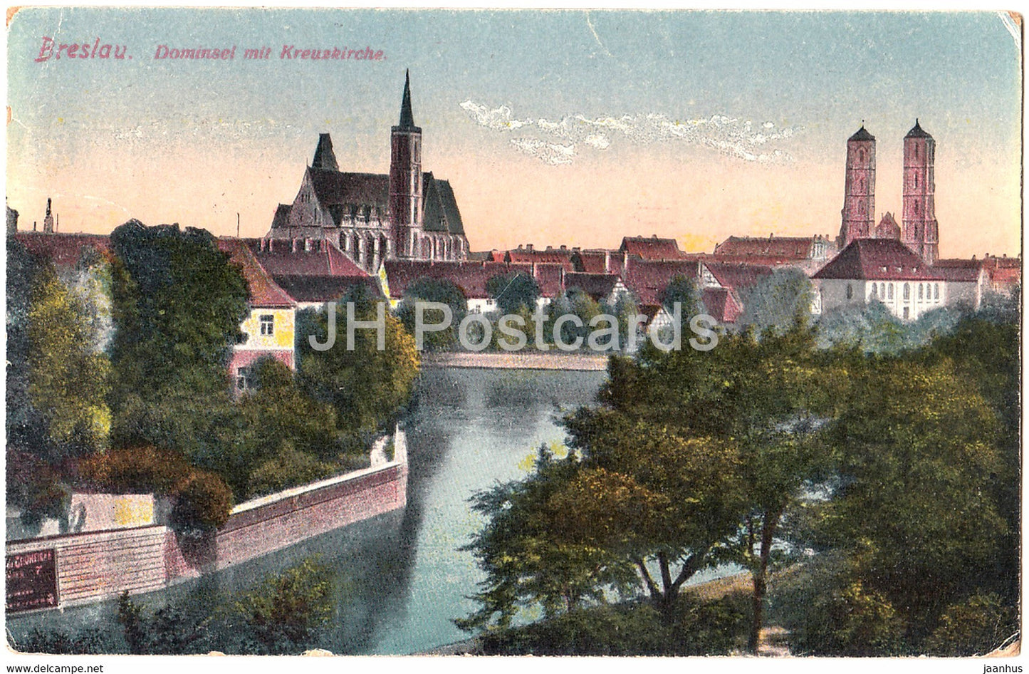 Breslau - Wroclaw - Dominsel mit Kreuzkirche - old postcard - 1923 - Poland - used - JH Postcards