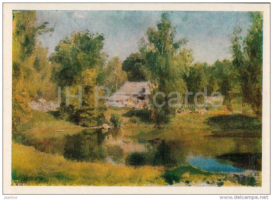 painting by V. Polenov - Upper Pond in Abramtsevo , 1882 - Russian art - 1979 - Russia USSR - unused - JH Postcards