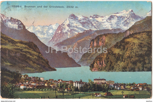 Brunnen und der Urirotstock - 2932 m -  11589 - old postcard - 1912 - Switzerland - used - JH Postcards