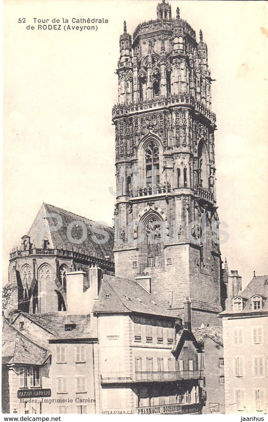 Tour de la Cathedrale de Rodez - cathedral - 52 - old postcard - 1914 - France - used - JH Postcards