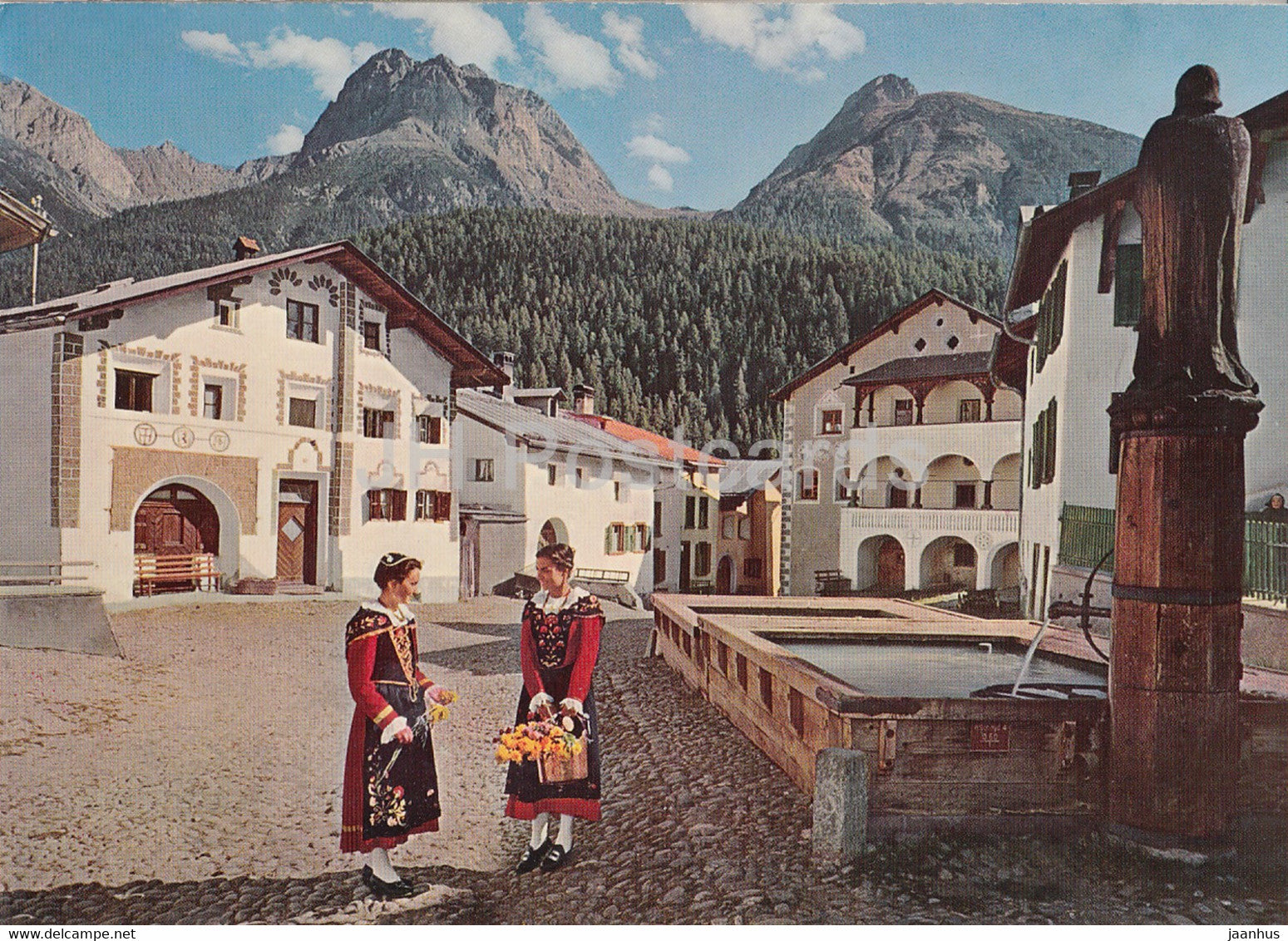 Scuol Tarasp Vulpera 1250 m - Das Alpine Heilbad - folk costumes - 1963 - Switzerland - used - JH Postcards