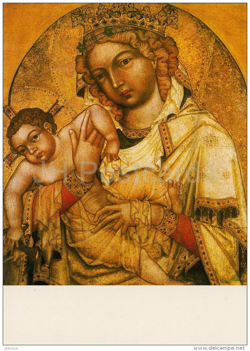 illustration by Bohemian Master - The Madonna of Strahov , 1350 - Czech art - large format card - Czech - unused - JH Postcards