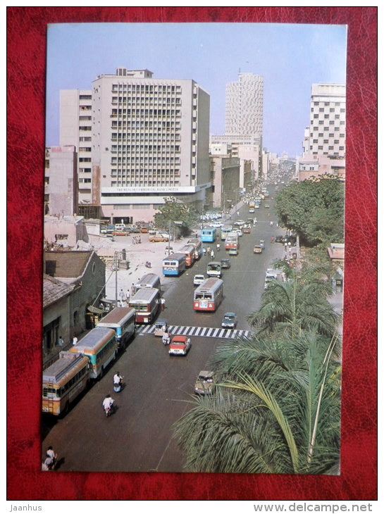 Chundrigar Road - Karachi - streets - transportation - cars - bus - Pakistan - used - JH Postcards