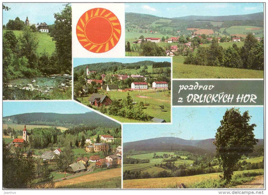 Orlicke Hory - village views - Czechoslovakia - Czech - used 1973 - JH Postcards