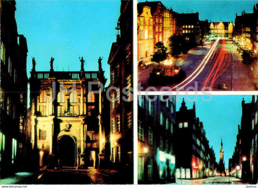 Gdansk - Zlota Brama - ulica Dluga - Dlugi Targ - Golden Gate - Dluga Street - Dlugi Targ - multiview - Poland - unused - JH Postcards