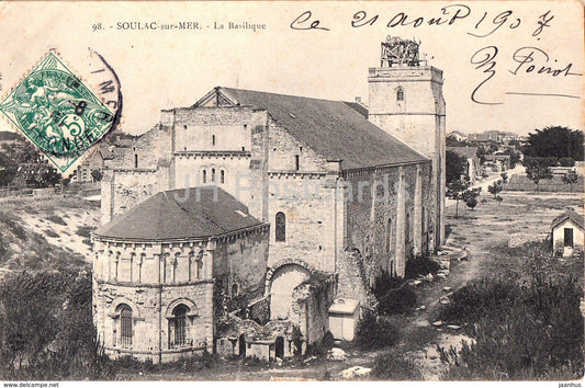 Soulac sur Mer - La Basilique - cathedral - 98 - old postcard - 1907 - France - used - JH Postcards