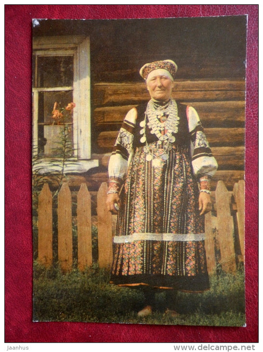 Estonian Folk Costumes - a woman from Setumaa - 1969 - Estonia USSR - unused - JH Postcards