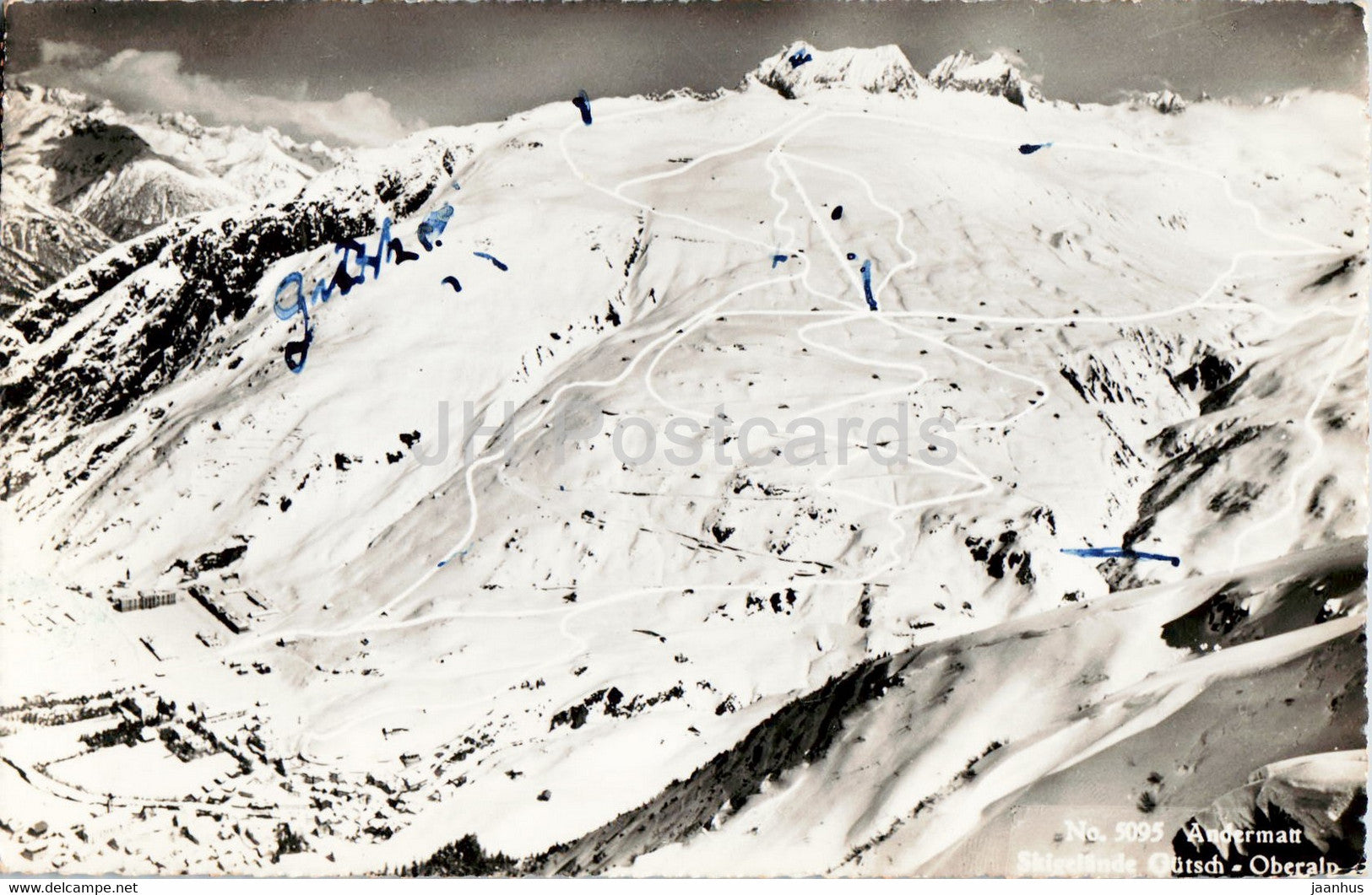 Andermatt - Skigelande Gutsch Oberalp - 5095 - 1955 - old postcard - Switzerland - used - JH Postcards