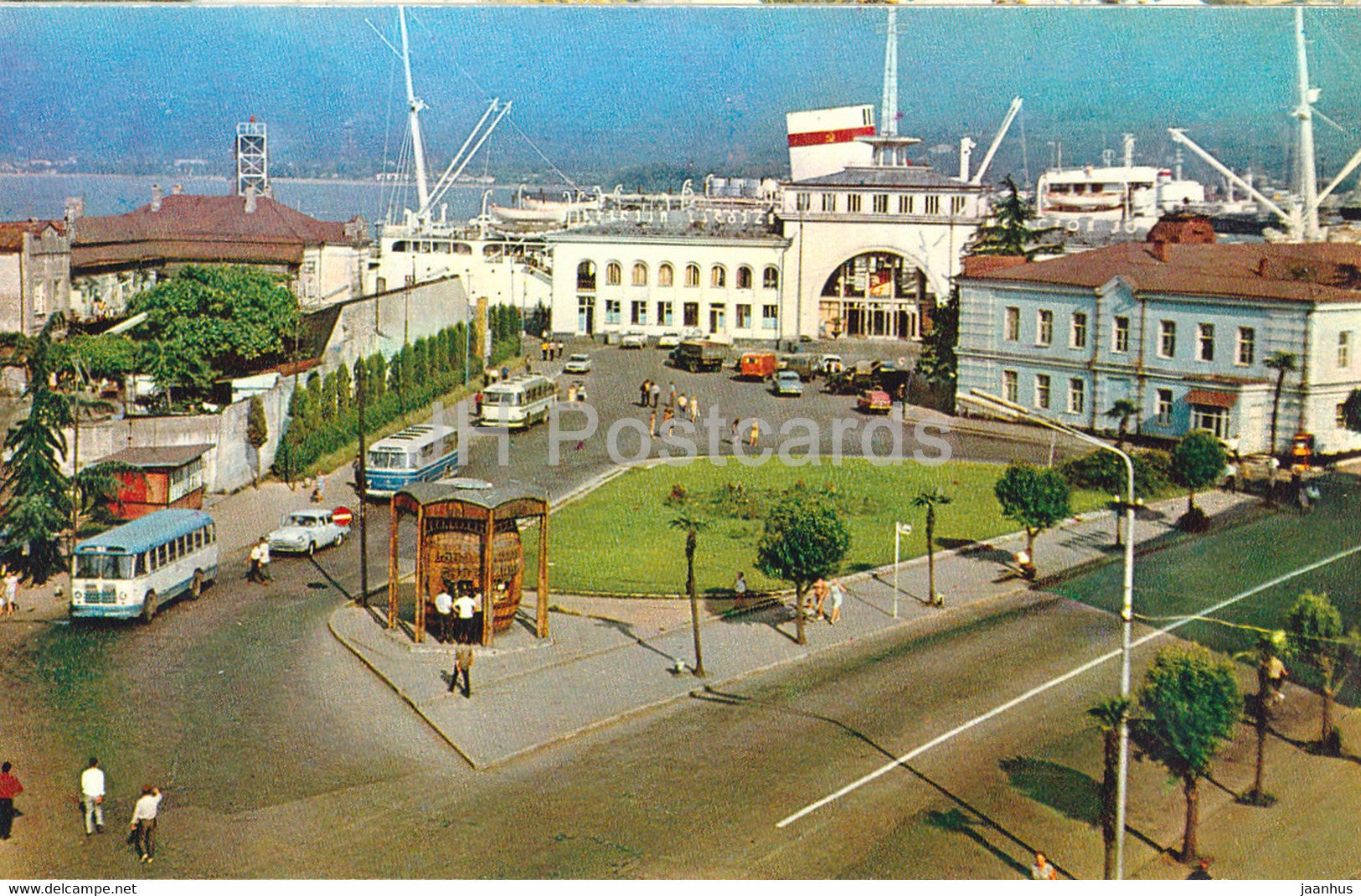 sea port - bus - Batumi - Adjara - 1 - 1974 - Georgia USSR - unused - JH Postcards