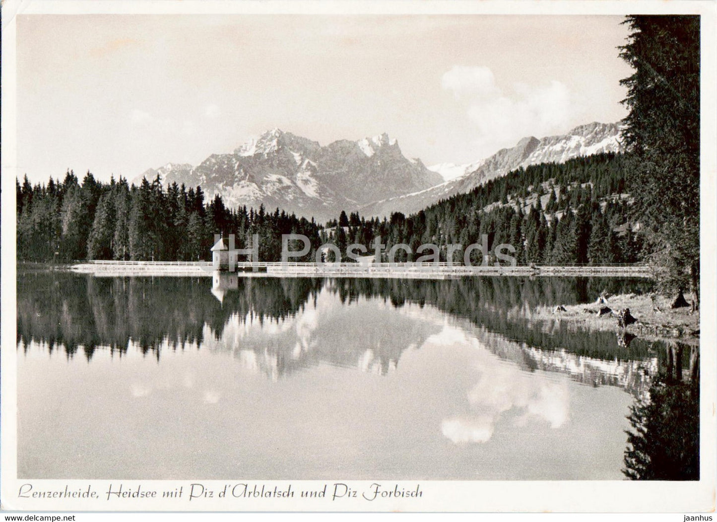 Lenzerheide - Heidsee mit Piz d' Arblatsch und Piz Forbisch - 03360 - 1940s - old postcard - Switzerland - used - JH Postcards