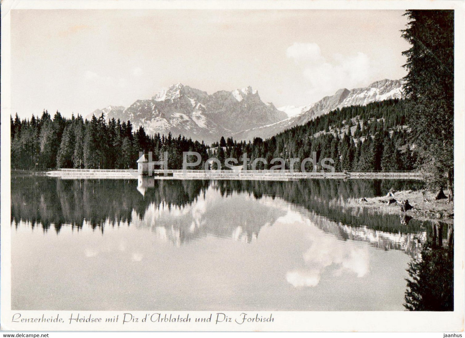 Lenzerheide - Heidsee mit Piz d' Arblatsch und Piz Forbisch - 03360 - 1940s - old postcard - Switzerland - used - JH Postcards