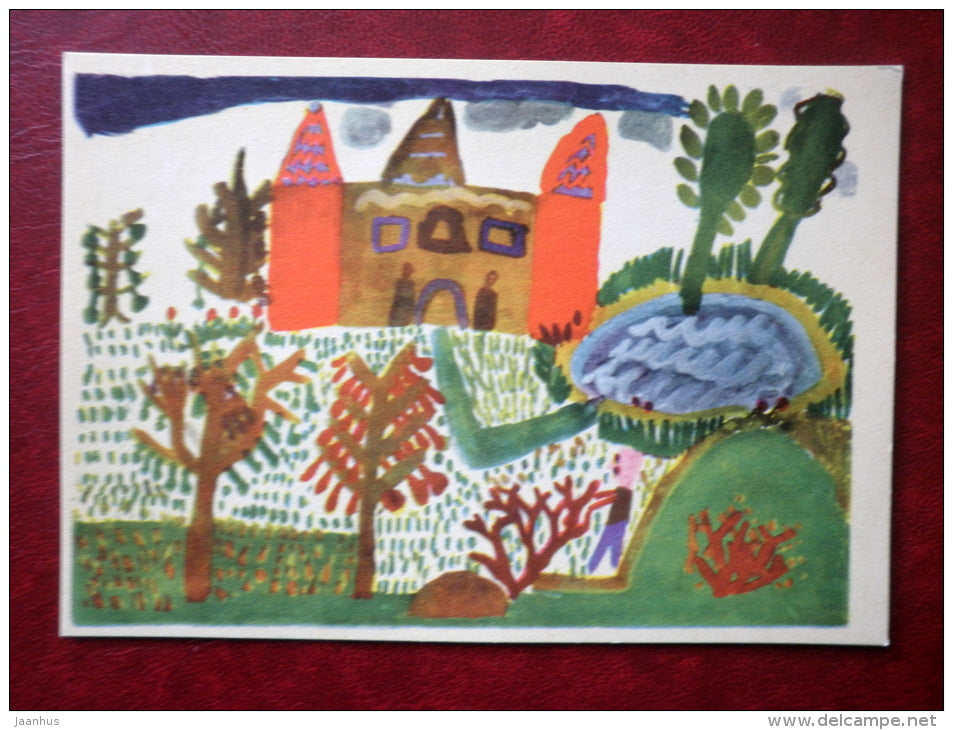 Fairy Garden - illustration by L. Kagovere - Juvenile Artists - 1970 - Estonia USSR - unused - JH Postcards