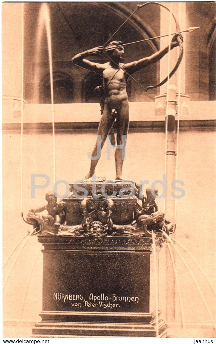 Nurnberg - Apollo Brunnen - Nuremberg - 1500 - old postcard - Germany - unused - JH Postcards