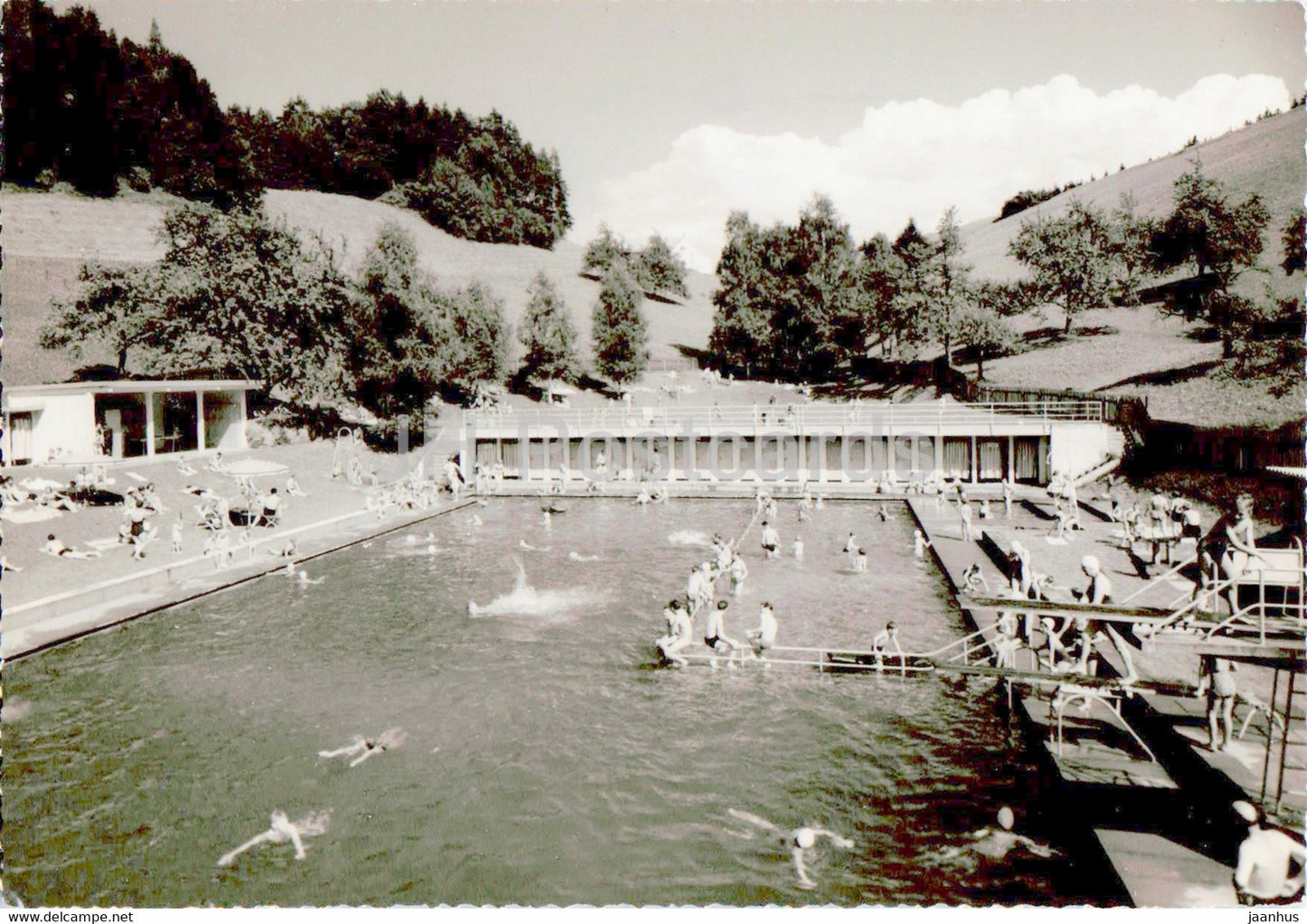 Swimming Pool - old postcard - Switzerland - used - JH Postcards