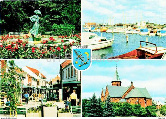 Struer - boat - street view - church - multiview - 1983 - Denmark - used - JH Postcards