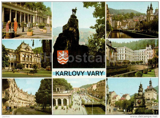 city views - architecture - streets - Karlsbad - Karlovy Vary - Czech - Czechoslovakia - unused - JH Postcards