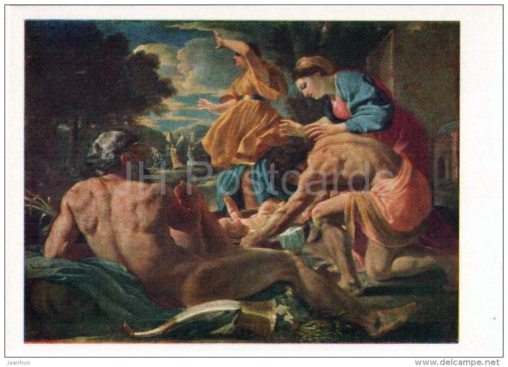 painting by Nicolas Poussin , finding of Moses - french art - unused - JH Postcards