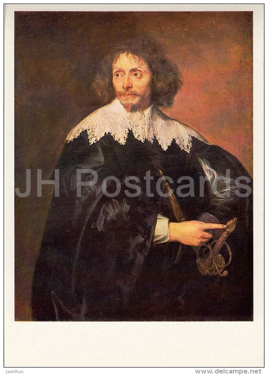 painting by Anthony van Dyck - Portrait of Sir Thomas Chaloner , 1630s - Flemish art - Russia USSR - 1984 - unused - JH Postcards