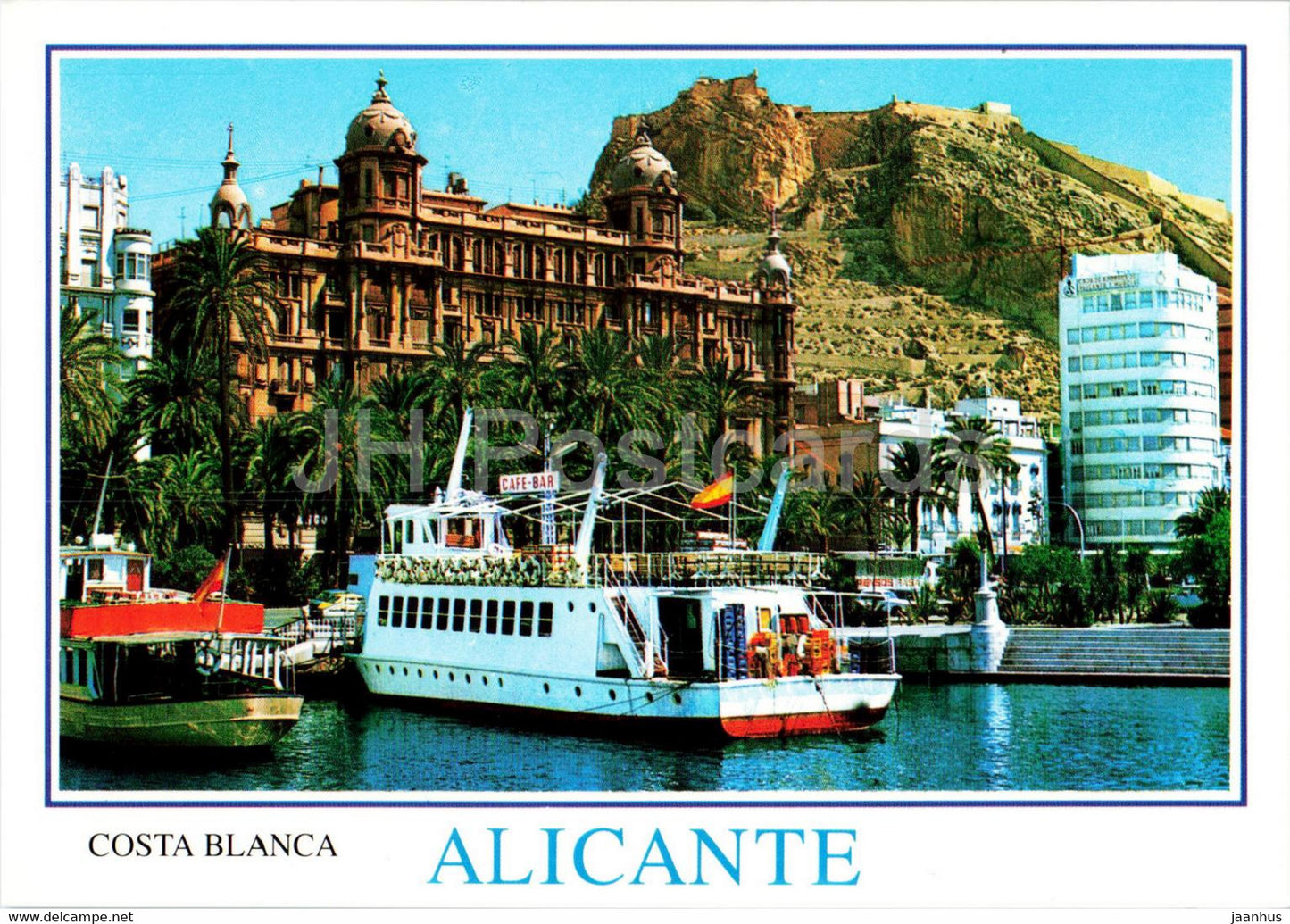 Alicante - Detalle del puerto - Al fondo el Castillo - port - ship - 213 - Spain - unused - JH Postcards