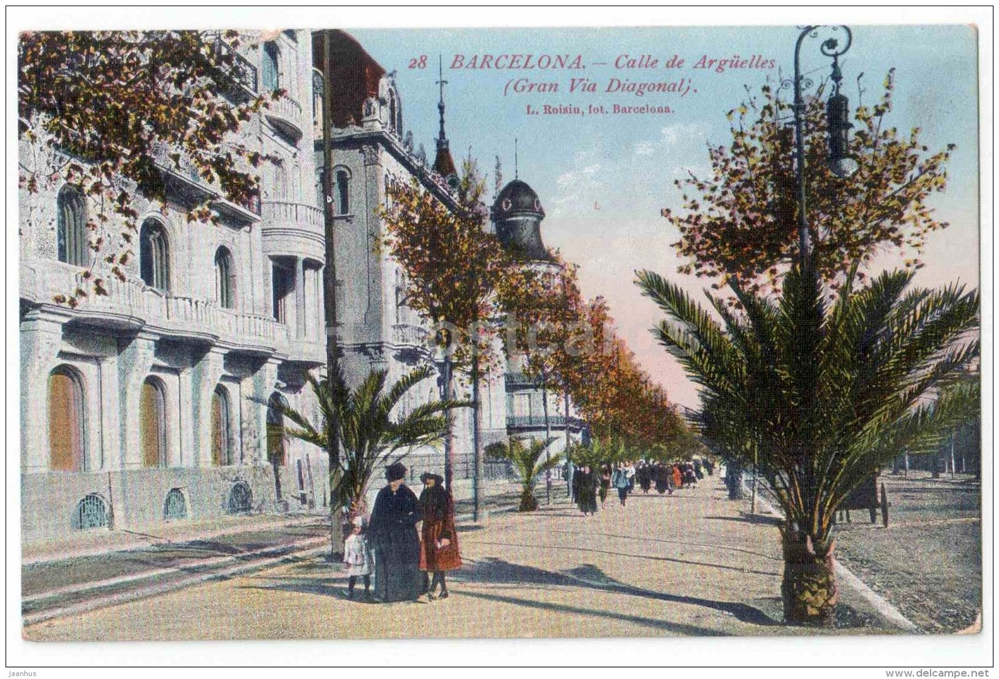 Calle de Arguelles - Gran Via Diagonal - 28 - Barcelona - Spain - sent from Spain Barcelona to Estonia Õisu 1929 - JH Postcards