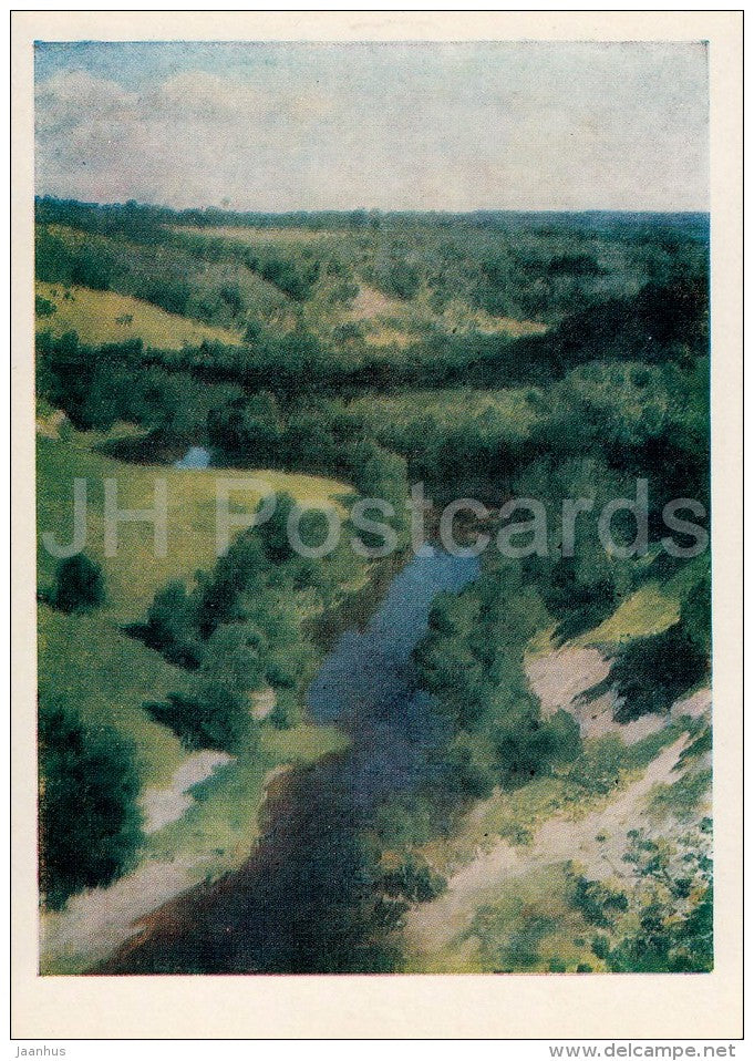 painting by V. Polenov - Vorya river , 1881 - Russian art - 1979 - Russia USSR - unused - JH Postcards