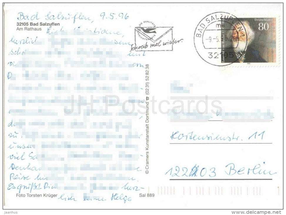 Bad Salzuflen - Rathaus - 32105 - Germany - 1996 gelaufen - JH Postcards