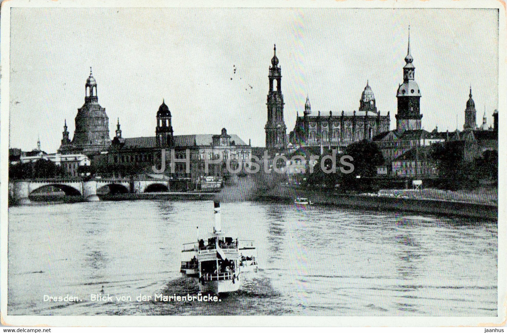 Dresden - Blick von der Marienbrucke - ship - old postcard - 1939 - Germany - used - JH Postcards