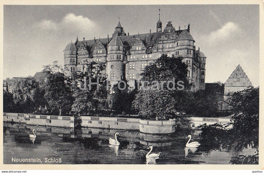 Neuenstein Schloss - castle - 2492 - old postcard - Germany - unused - JH Postcards