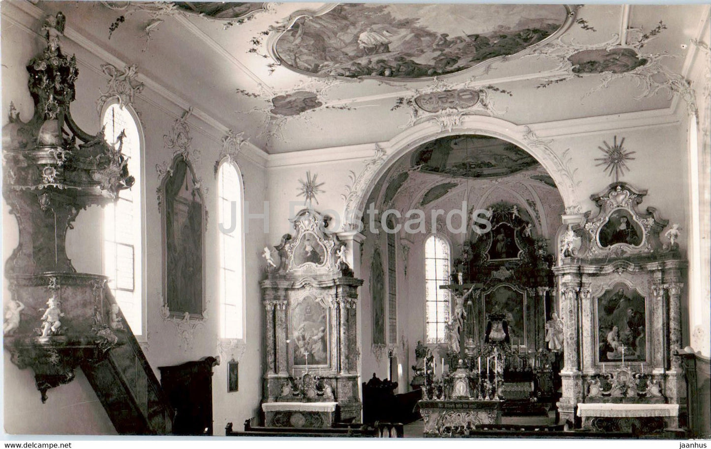 Priorats Wallfahrtskirche St Ulrich - Schwarzwald - church - old postcard - 1951 - Germany - used - JH Postcards