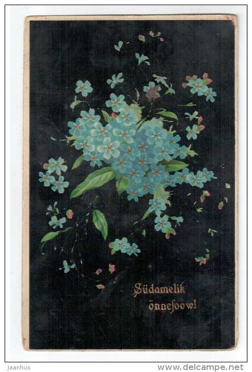 Greeting Card - flowers - M. S. i. B. 13987 - old postcard - circulated in Estonia - used - JH Postcards