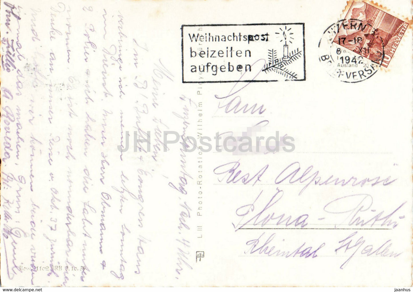 Luzern - Luzern - Seebrücke - Bahnhof - Kongressgebäude und sie Alpen - 3689 - 1942 - alte Postkarte - Schweiz - gebraucht