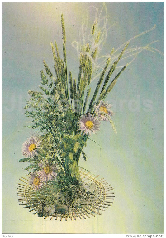 Greeting Card - flower composition - flowers - postal stationery - 1984 - Russia USSR - used - JH Postcards