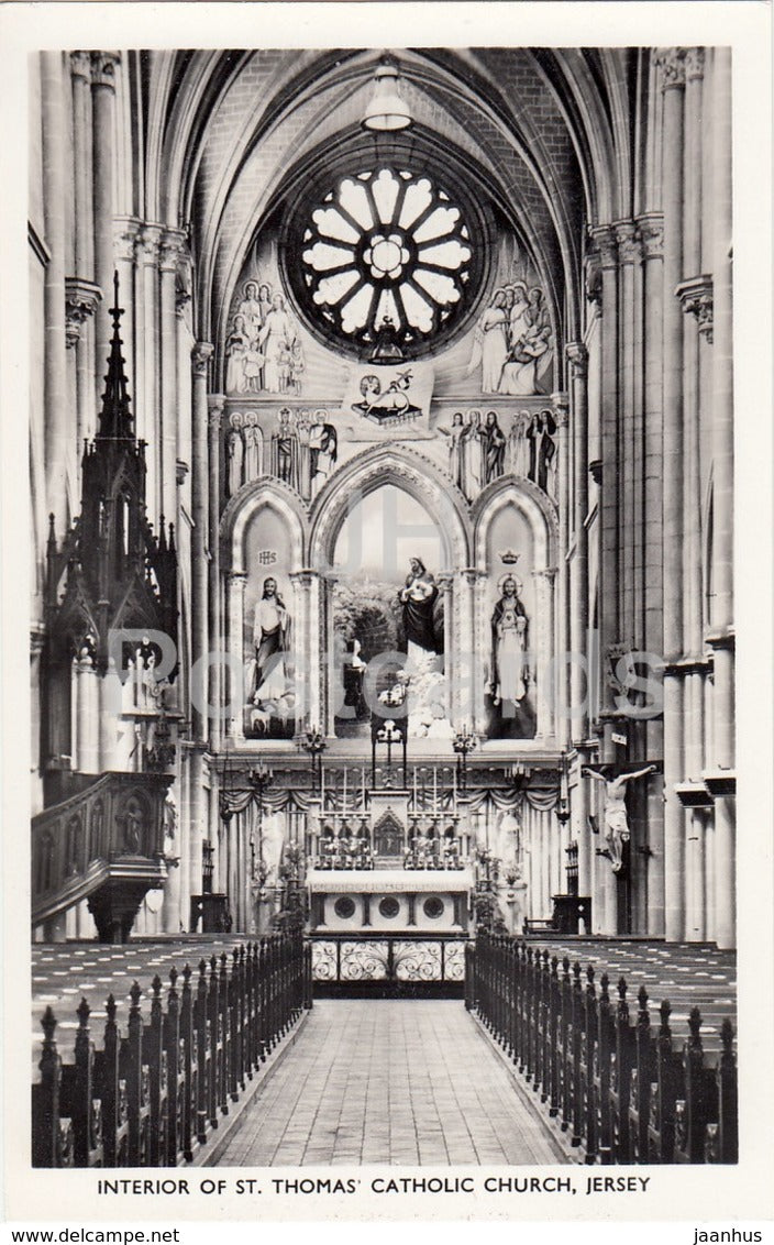 Jersey - Interior of St Thomas Catholic Church - 1966 - United Kingdom - used - JH Postcards