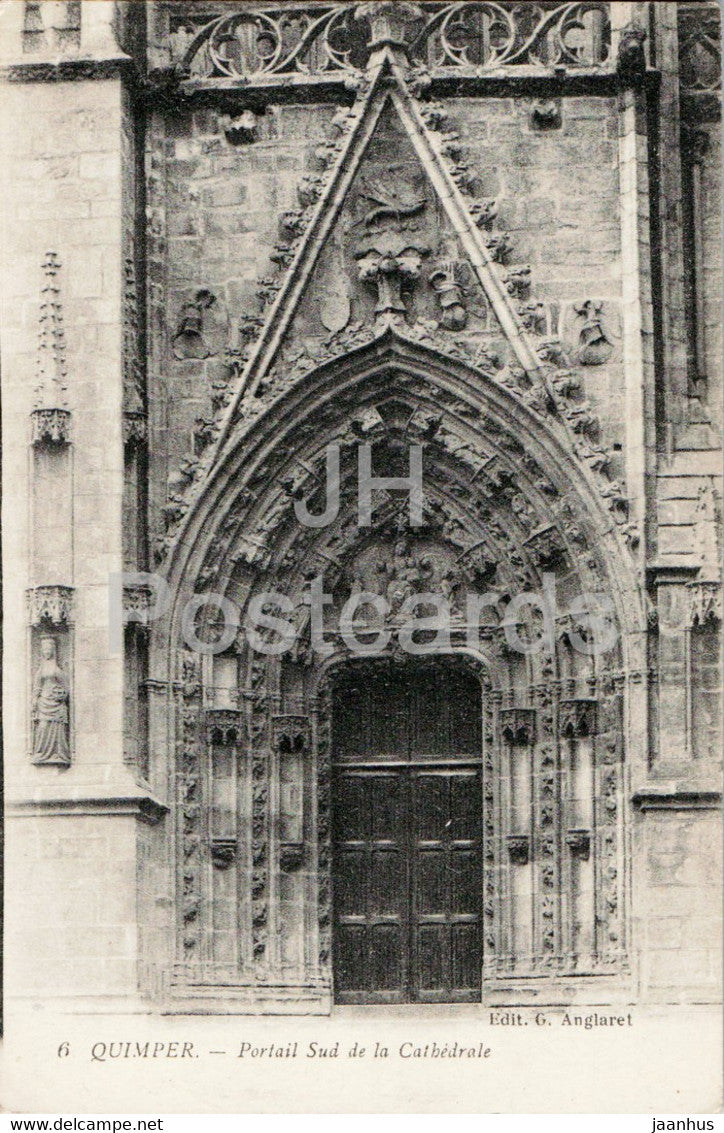 Quimper - Portail Sud de la Cathedrale - cathedral - 6 - old postcard - France - unused - JH Postcards