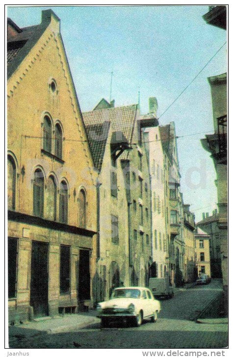 Miesnieku street - car Volga - Riga - Old Town - 1977 - Latvia USSR - unused - JH Postcards