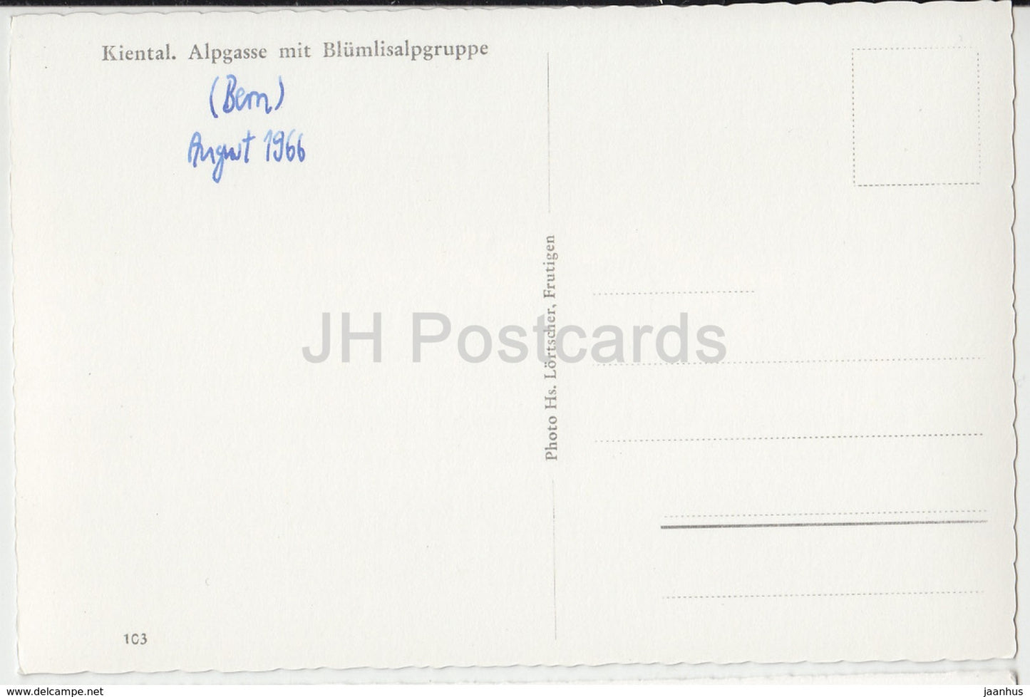 Kiental - Alpgasse mit Blumlisalpgruppe - 103 - Switzerland - 1966 - used