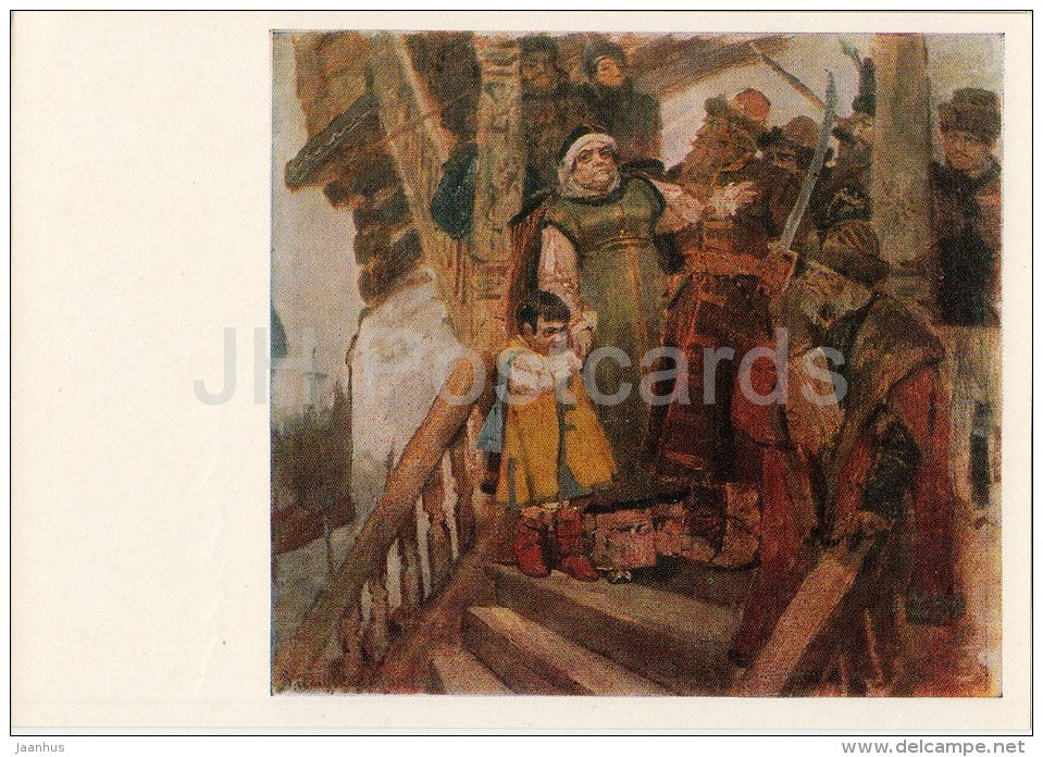 painting by V. Vasnetsov - Arrest of Marfa Posadnitsa with grandson , 1877 - Russian art - 1979 - Russia USSR - unused - JH Postcards