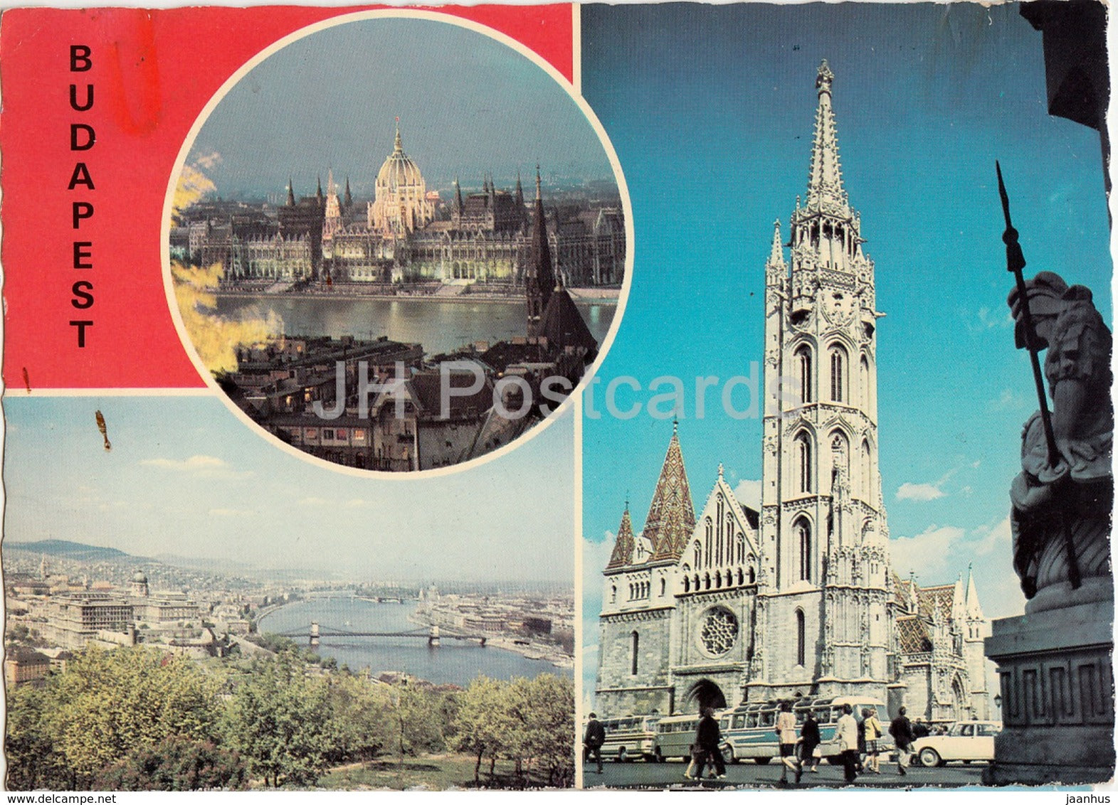 Budapest - parliament - cathedral - architecture - multiview - 1970s - Hungary - used - JH Postcards