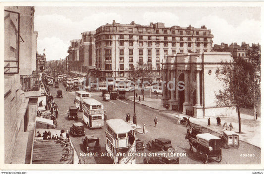 London - Marble Arch and Oxford street - bus - car Valentine - 209380 - old postcard - England - United Kingdom - unused - JH Postcards