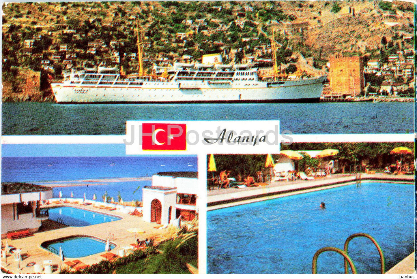 Alanya - motel Alantur - ship - City view - beach - Yetkin Color - 1991 - Turkey - used - JH Postcards