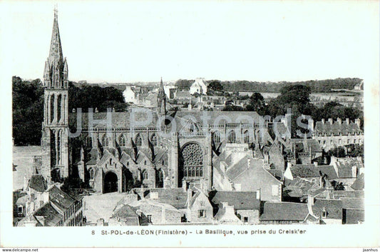 St Pol de Leon - La Basilique vue prise du Creisk'er - cathedral - 8 - old postcard - France - unused - JH Postcards