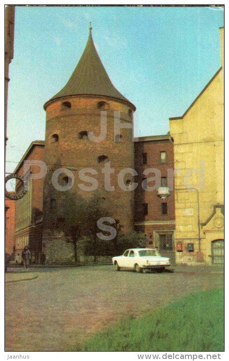 Powder Tower - car Volga - Riga - Old Town - 1977 - Latvia USSR - unused - JH Postcards